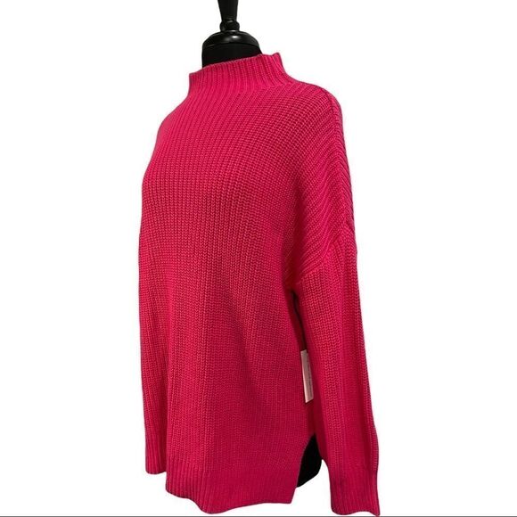 Cupcakes & cashmere Pink Mock Turtleneck Oversized Sweater Sz L - Picture 4 of 12